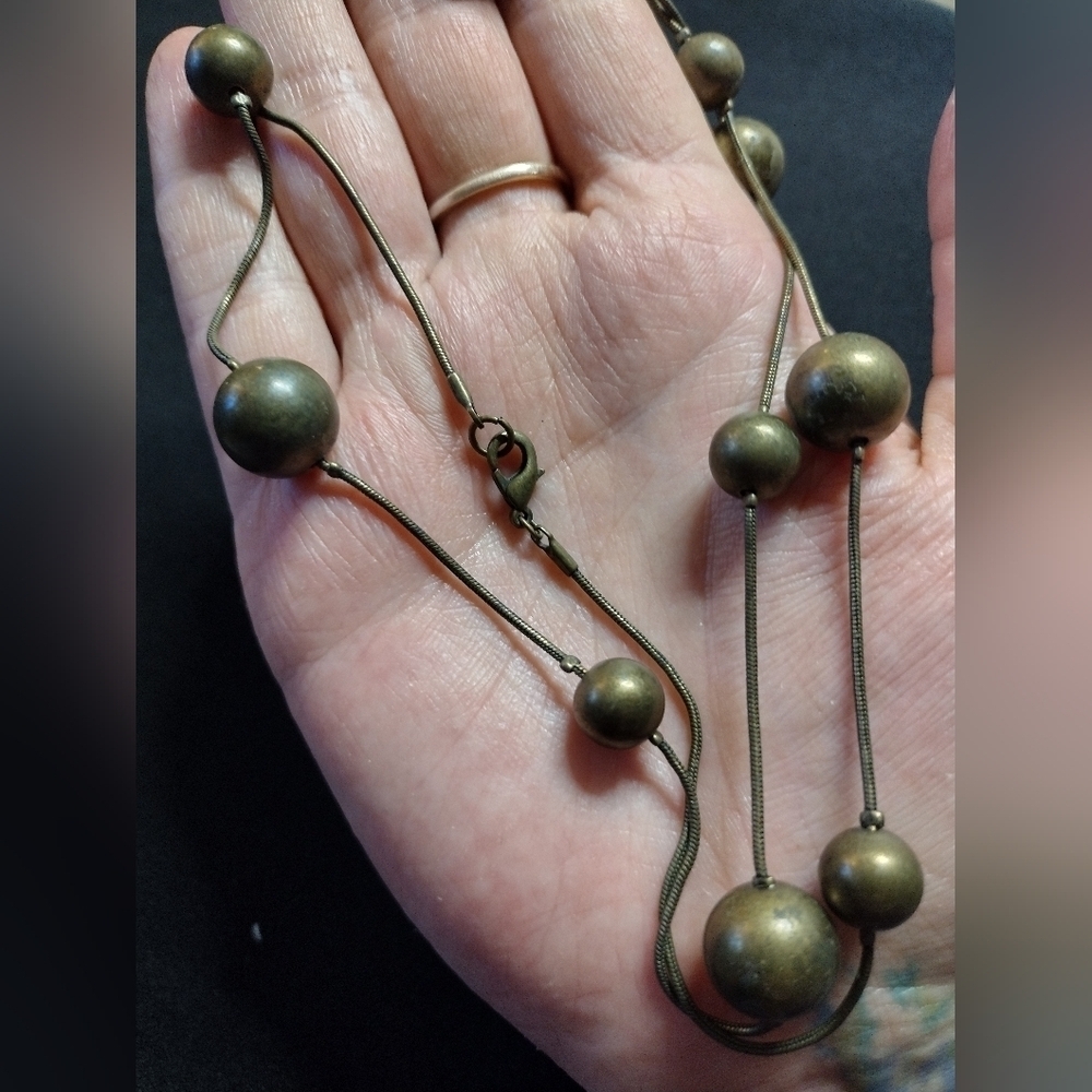 Bronze Gold Beaded Necklace - Picture 7 of 7
